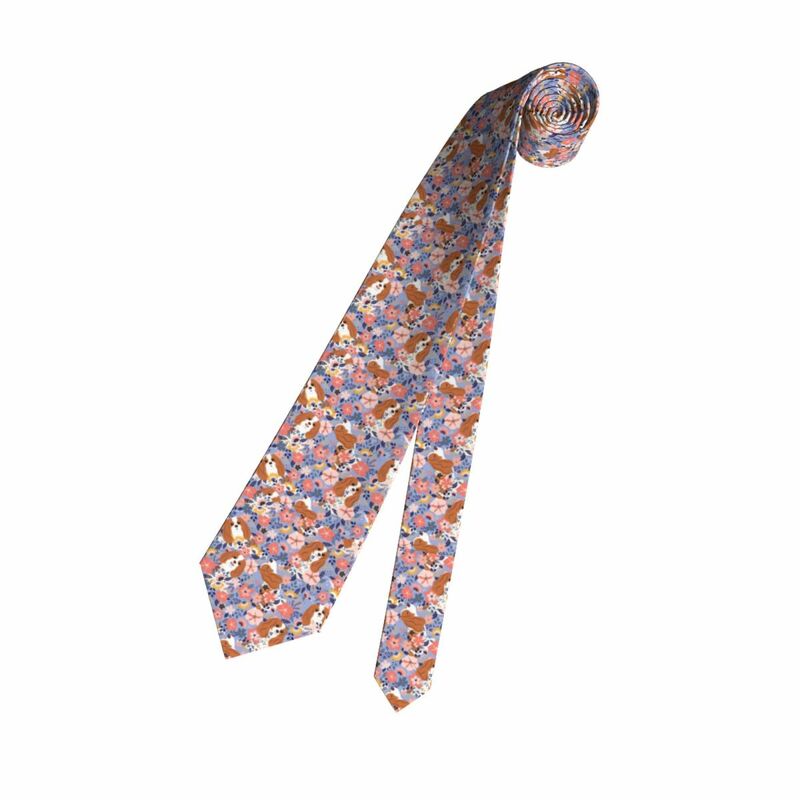 Formal Cute Cavalier King Charles Spaniel Garden Neckties for Men Customized Silk Dog Wedding Tie