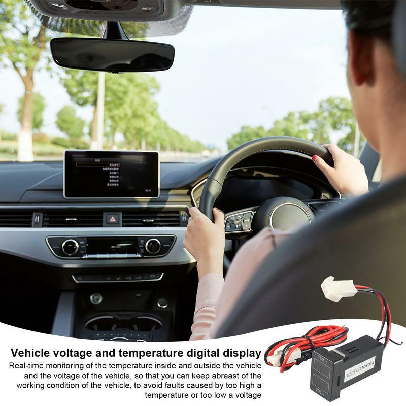 Monitor de temperatura do carro digital LCD, Medidor de temperatura do motor, Volt Meter com cablagem