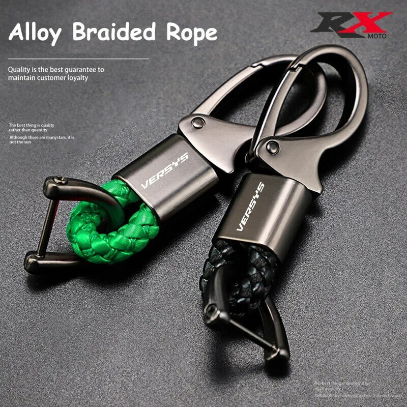 2023 Custom LOGO Motorcycle Braided Rope Keyring Metal Keychain For Kawasaki Versys 650 1000 X300 300X VERSYS1000SE 2018-2023