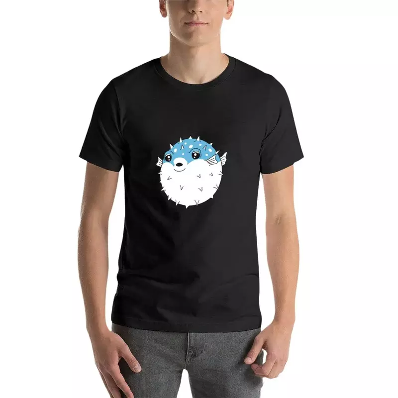 Kaus ikan puffer Fugu kaus pria desain kustom Hitam kaus grafis pria Anda sendiri