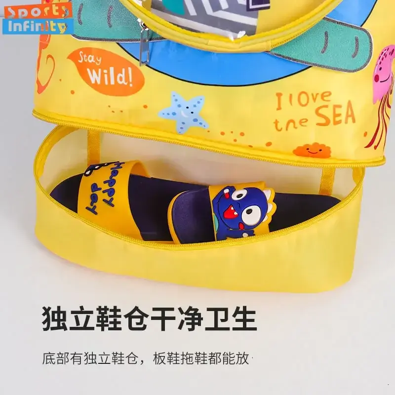 Childrens Cartoon Swimming Bag Waterproof  Kids Wet Dry Clothes with Shoes Goggles Storage Pouch Backpack Swimming Accessories