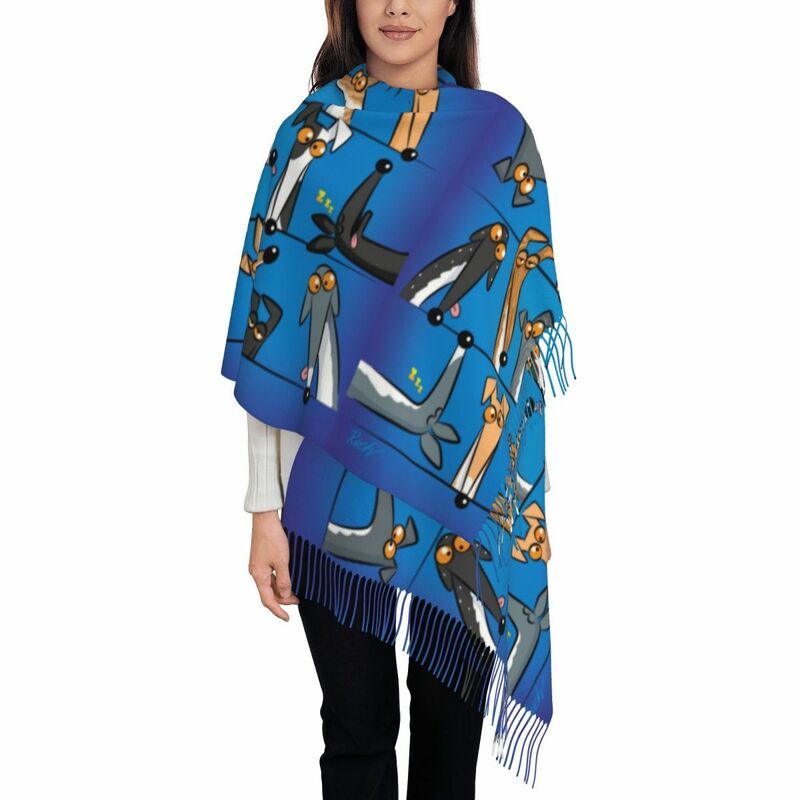Heads Up! Assorted Items Scarf Winter Shawls and Wrap Greyhound Whippet Lurcher Dog Long Large Scarves with Tassel Daily Wear