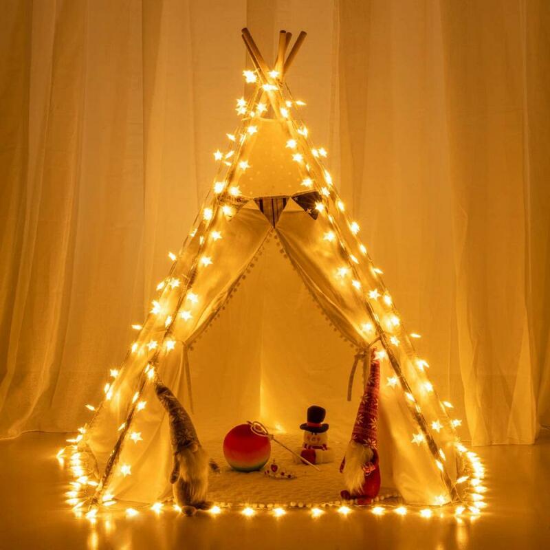 Luci Decorative a cinque stelle con luci di fata ghirlanda albero di natale Festival decorazione di nozze luci d'atmosfera familiare