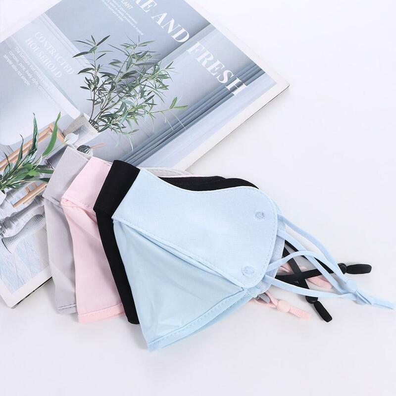 Eye Protection Solid Color Hiking For Girl Hanging Ear Type UV Protection Ice Silk Mask Face Scarf Sunscreen Mask Face Cover