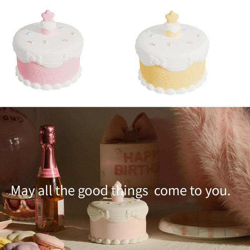 Silicone Birthday Cake Patting Night Light, USB recarregável, Sensor de toque, lâmpada atmosférica, proteção ocular