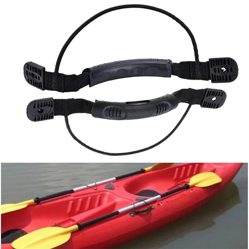 Pegangan Kayak, untuk olahraga luar ruangan aksesoris Kayak kano perahu 1 pasang sisi hitam menangani Kayak