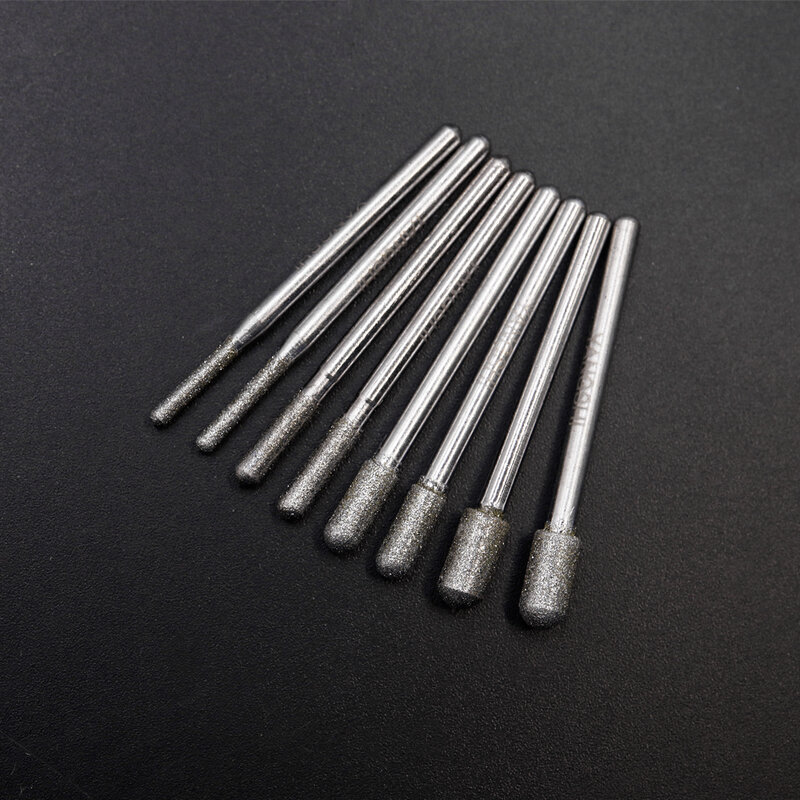10 sztuk 150 # shank 3mm 1/1/1/2/3/4/5/6mm diamentowe szlifowanie punkt diamentowe szlifowanie zęby szlifowanie punkt Jade szlifowanie bity
