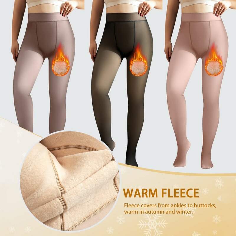 Women Winter Warm Tights Plus Size Thermal Pantyhose Thin Thick Velvet Elasticity Fleece Translucent Pantyhose Pantalone 2023