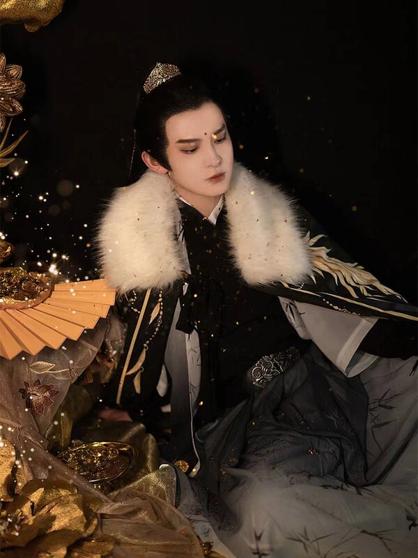 진우 전통 중국 한푸 망토, 두꺼운 플러시 롱 망토 코트, 코스튬 한푸 액세서리, 가을 겨울