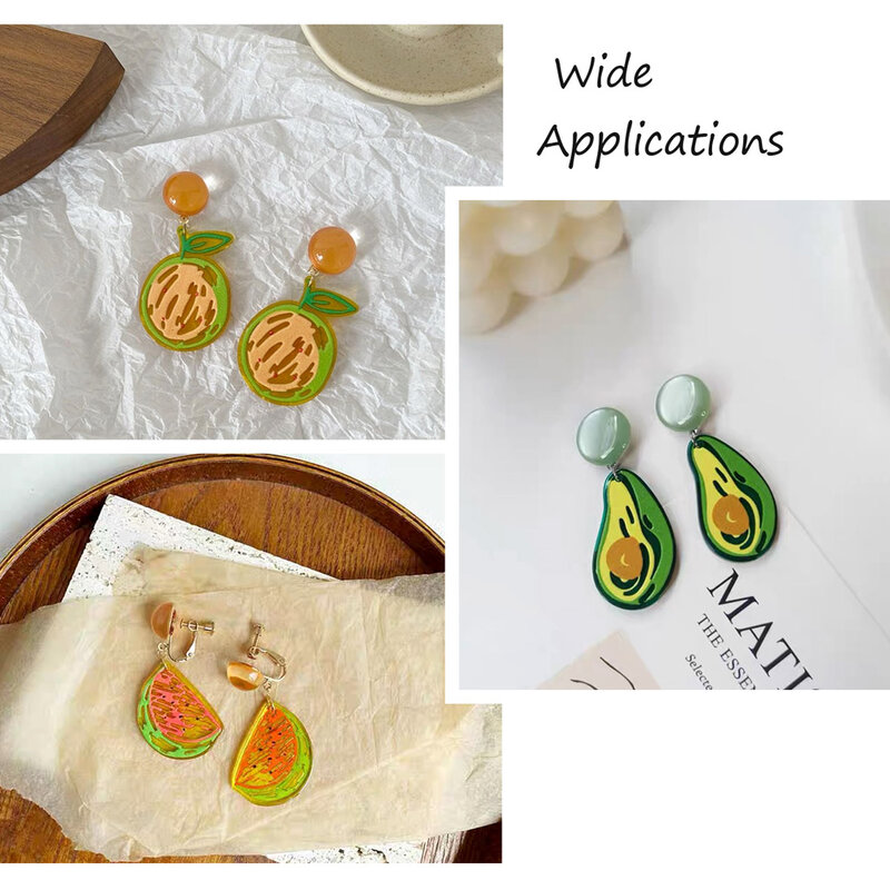 28pcs Cartoon Fruit Charms Apple Watermelon Grape Acrylic Oranges Pendants For Dangle Earrings Bracelet Jewelry Making Findings