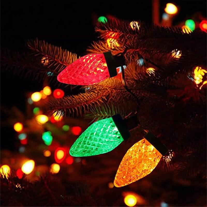 Boże Narodzenie światła bożonarodzeniowe girlandy żarówkowe energii słonecznej do wewnątrz drzew na zewnątrz, okap, dom wystrój bożonarodzeniowy kolorowe