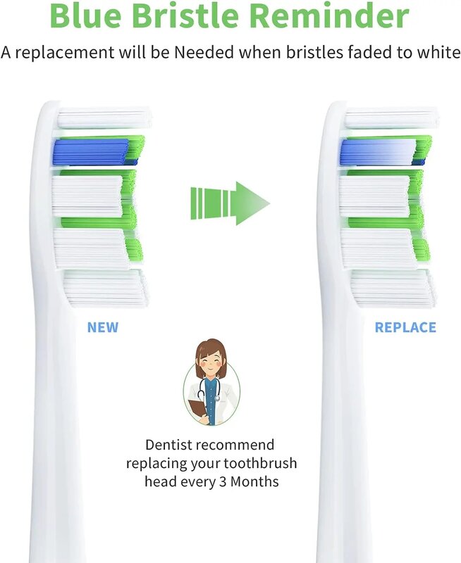 Philips-Têtes de brosse à dents de rechange Macicare, poils Dupont de douceur moyenne, remplacement de brosse à dents électrique, 8 pièces
