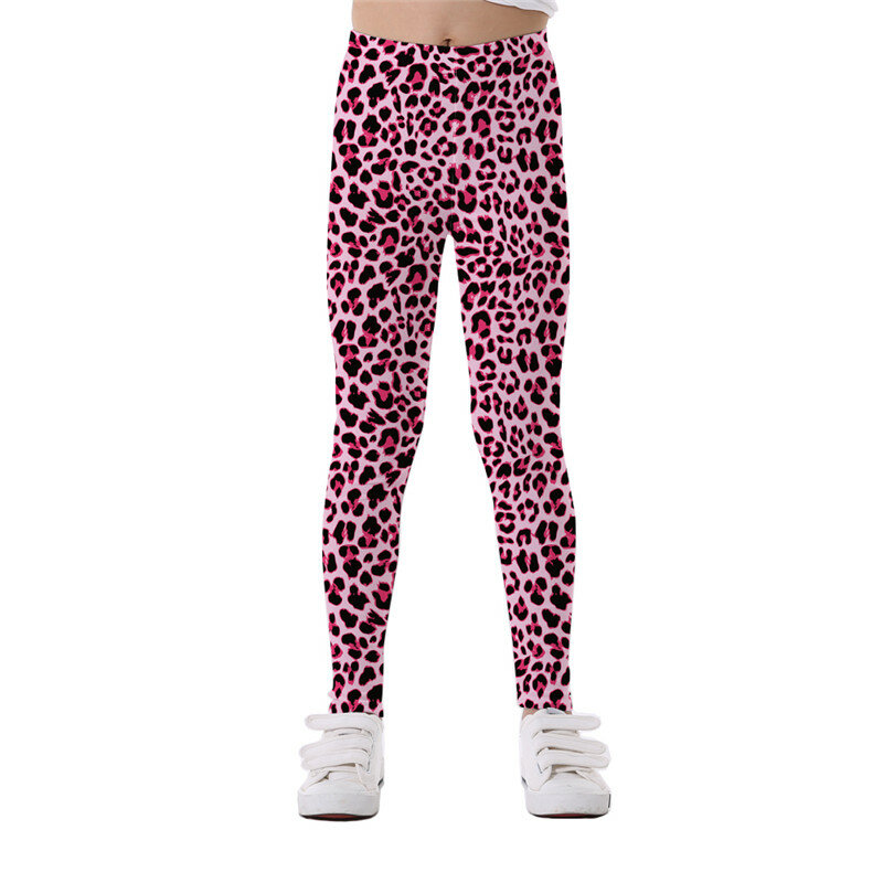 DeanFire Buttery Soft Children Leggings PINK LEOPARD Print Casual Teenager Girl's Pencil Pants Cute Skinny Trousers 4-15 YEARS