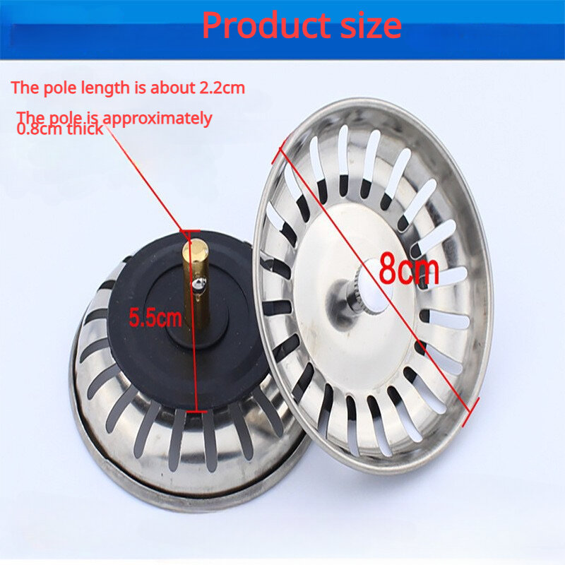 Sink Strainer Sewer Cap Drain Stopper Stainless Waste Plug Premium Kitchen Replacement Basin Filter Steel Fixing Pin Accessory