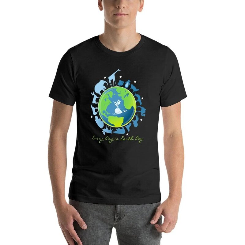 Camiseta de Every Day is Earth Day para hombre, camisetas divertidas de animales, camisetas blancas, tops bonitos de verano