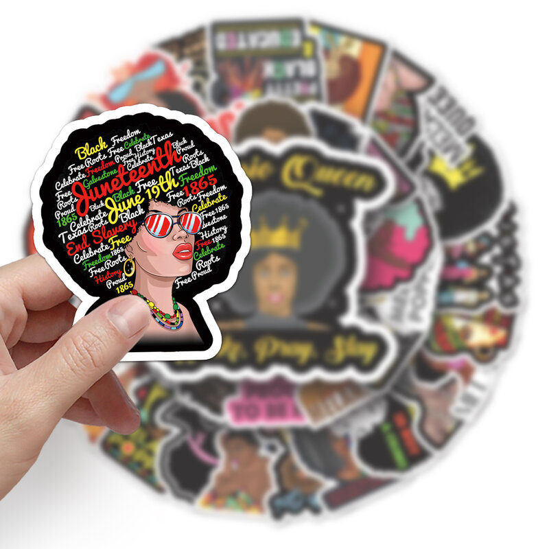 50Pcs Inspirational Black Girl Series Graffiti Stickers Suitable for Laptop Helmets Desktop Decoration DIY Stickers Toys
