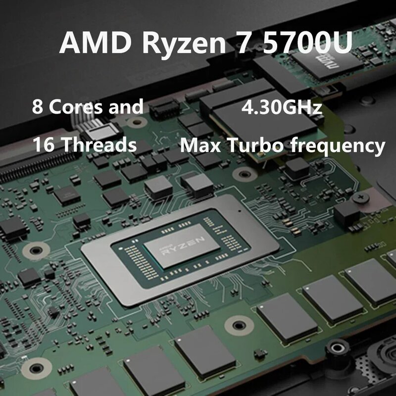 Ordenadores portátiles AMD Gaming Office Business, Notebook Win11, 2024 pulgadas, IPS, Ryzen7, 5700U, 8 núcleos, 32GB, DDR4, 2TB, PCIE, 15,6 mAh, 9000
