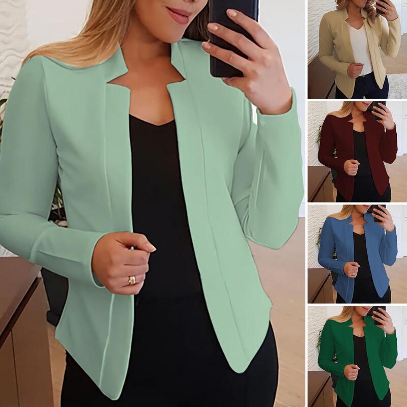 Jacket Blazer Chic Lightweight Women Blazer Office Work Notched Collar Open Stitch Cardigan Blazer Outerwear
