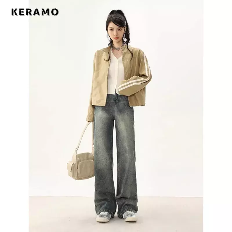 Female Retro Wide Leg Baggy Casual Style Denim Trouser Harajuku Vintage High Waist Loose Jeans 2023 Winter Fashion Women's Pants