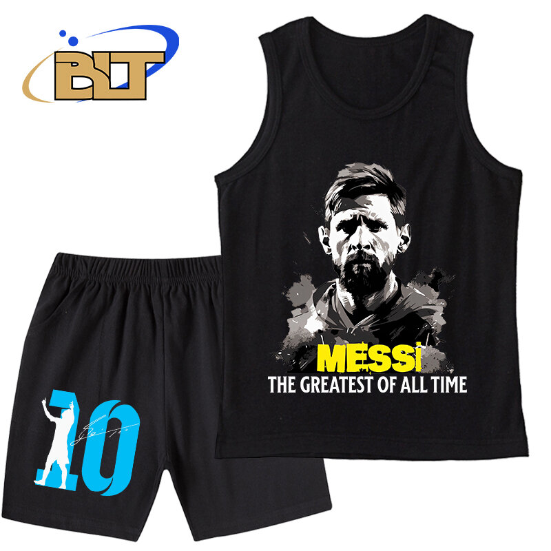 Messi Bedrukt Kinderkleding Zomer Kinder Sportvest Pak Vest Vest Broek 2-delige Set Geschikt Voor Jongens