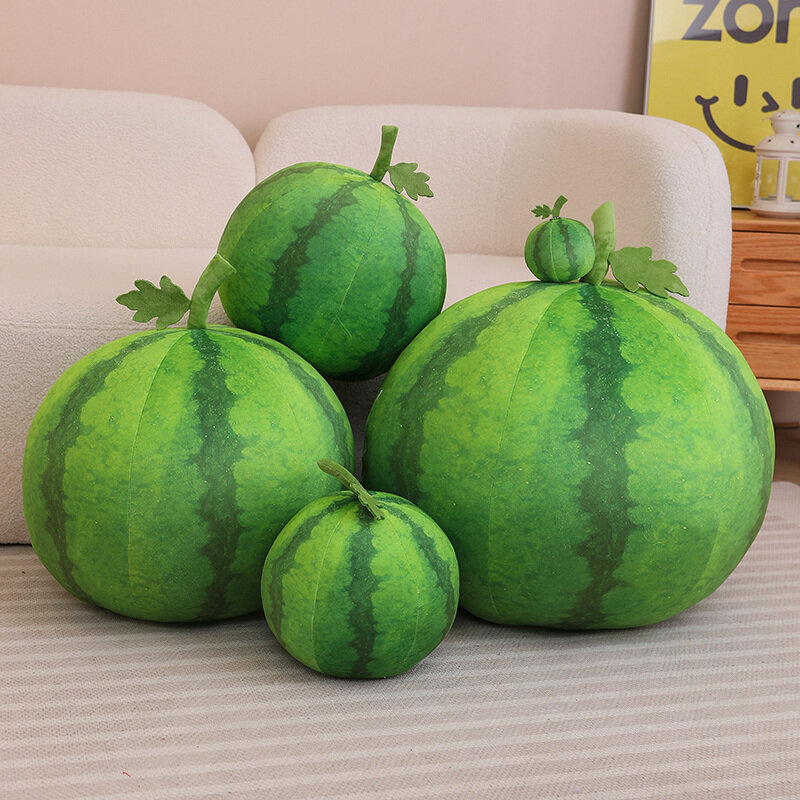 Creative Simulation Watermelon Plush Throw Pillow Toy Cute Stuffed Plants Realistic Fruit Sofa Cushion Soft Kids Toys Home Decor