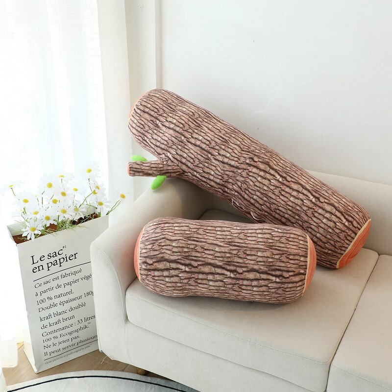 3D Simulation Wood Stump Pillow Plush Toy Creative Board Big Tree Soft Cushion Car Neck Pillow Gifts for Girlfriend Home Decor