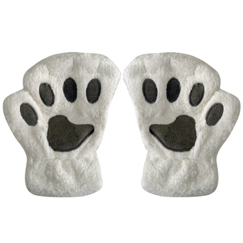 2024 damskie łapki kocie rękawiczki zimowe łapki rękawiczki krótkie półpalcowe rękawiczki pluszowe niedźwiedzie łapy pazur rękawiczki