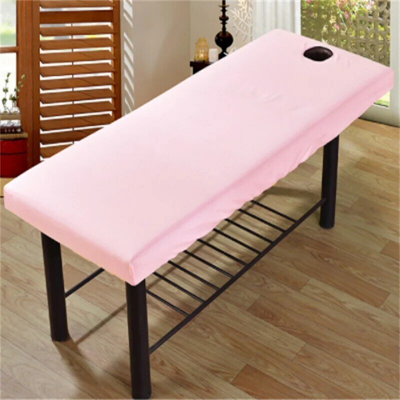 ベッド用の伸縮性のあるカバー,マッサージ用の純粋な色のマッサージテーブル,フェイスマスク付きのタンクトップ
