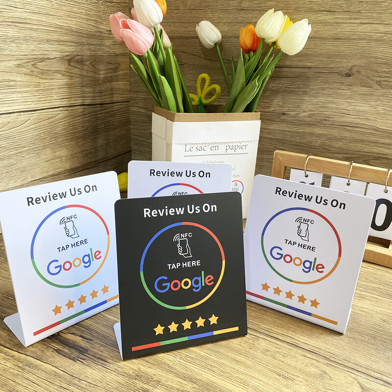 nfc stand 13.56Mhz Programmable Google Reviews NFC Stand Table NT/AG216 NFC Google Review Display nfc card personalized Custom