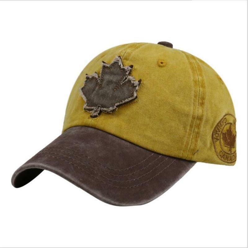 Unisex Washed Canada Baseball Cap, Maple Leaf Bordado, Proteção solar ajustável, Snapback Caps para esportes, caminhadas, chapéus de golfe