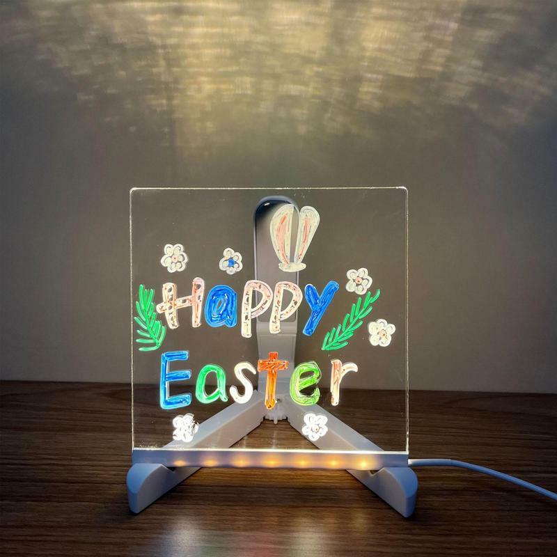 Acrylic Note Board Light Up Dry Erase Board For Wall Light Up Message Board With 7 Markers Multifunctional Clear Desktop