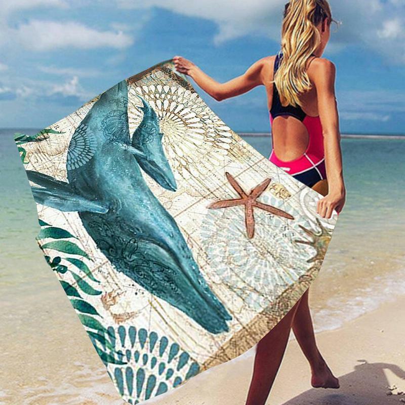 Swimming Towel Absorbent Adult Beach Swim Towel Water Sports Printed Wrap Towel For Bathroom Fast Drying