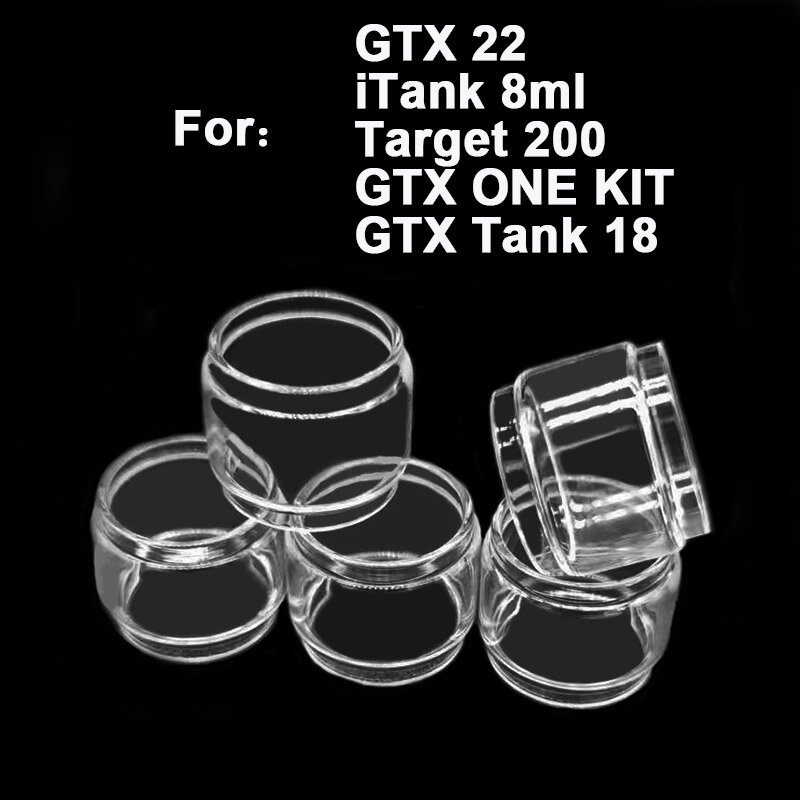 หลอดแก้วฟอง5ชิ้นสำหรับ GTX 22 itank 8มล. Target 200 GTX One Kit GTX ถังไขมัน18ถังกล่องแก้วใสอุปกรณ์เสริม