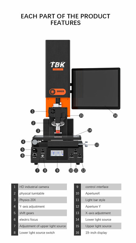 TBK501 с высоким увеличением и умной фокусировкой Ремонт экрана более точна для лазерной линии ремонта