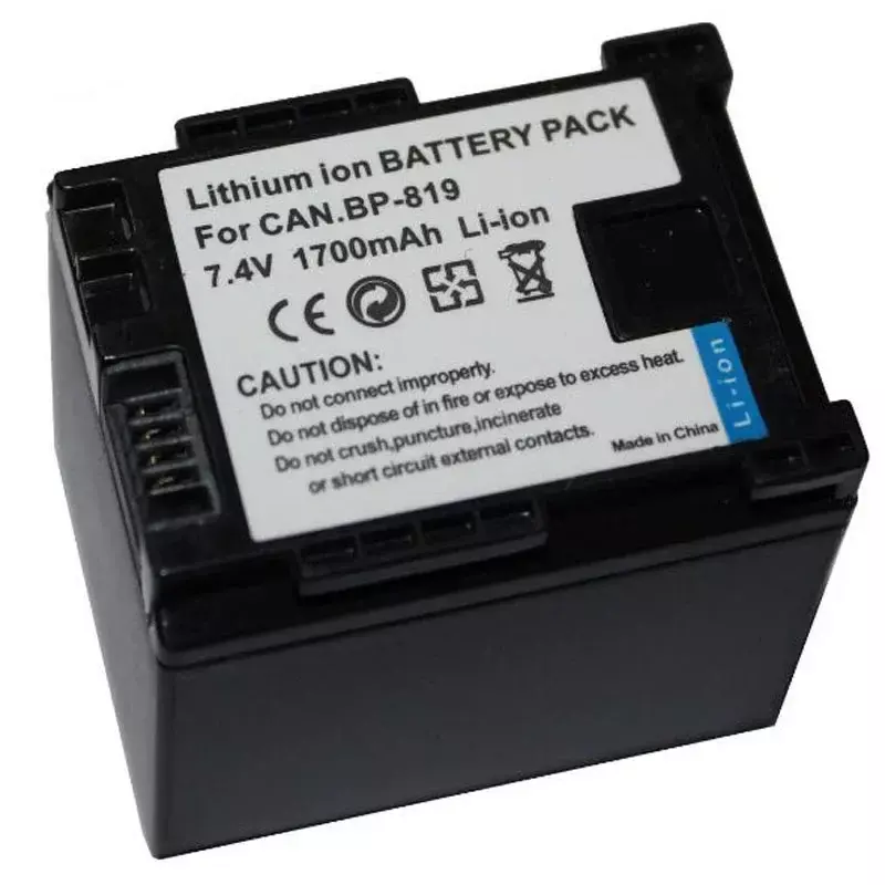 Batería de cámara BP-819 BP819 de 1700mAh, cargador de CA para CANON BP-808 809, 827, HG31, XA10, HF20, HF10, HF100, HF100E, HG20, HG21, HF11, HFS100
