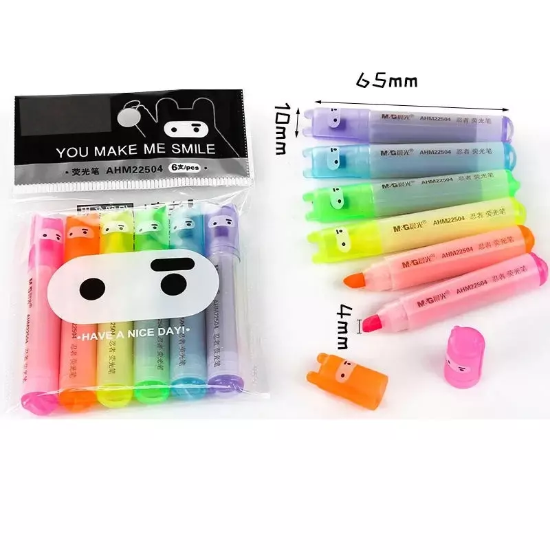 Students Kids 6PCS/Set Mini Highlighter Pen Marker Pens Kawaii Stationery Material Escolar Papelaria Writing School Supplies