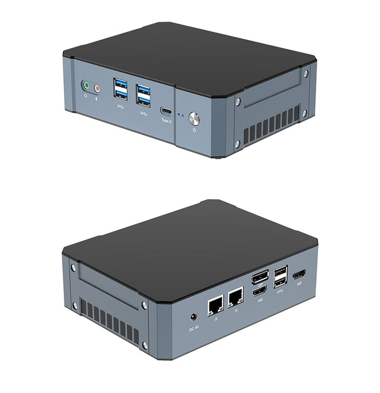 Mini pc Fanless 2 * GbE RJ45 Intel i225/i226 2.5G NICS i5 1340P i7 1360P supporto 4k DDR5 WIFI6 NGFF NVME Win10/11 LINUX Thunderbo
