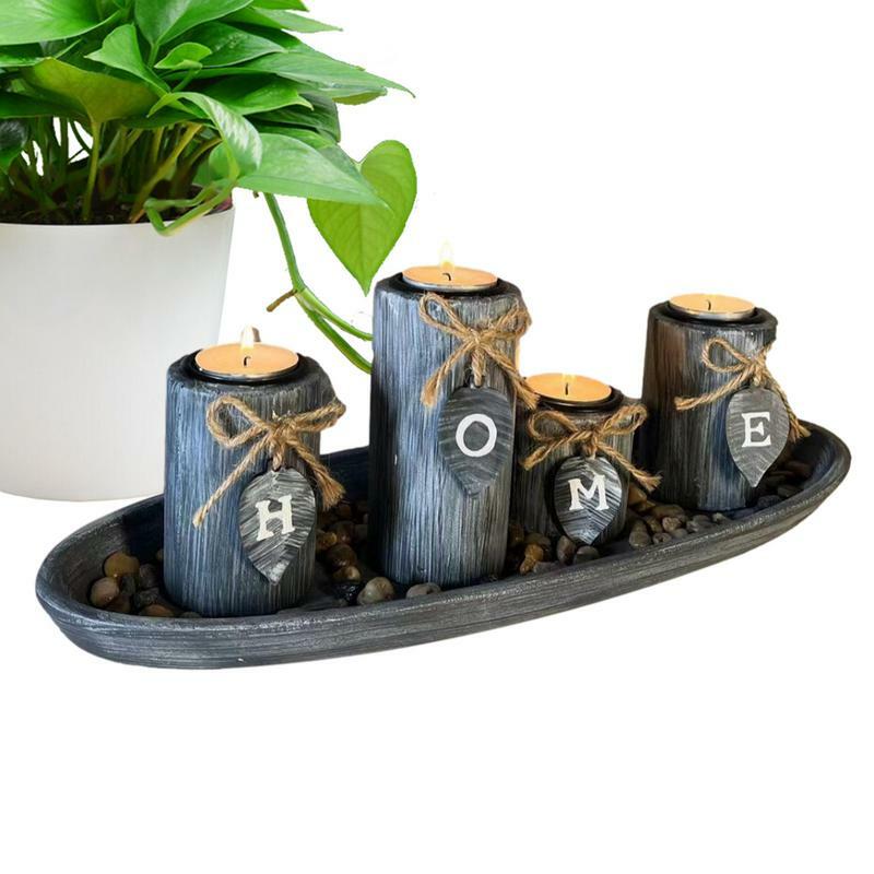 Candelabro de luz de té de 3 piezas para decoración del hogar, pajarita de seda artesanal de madera, Decoración de mesa, planta, trama de flores, artesanía, 2023
