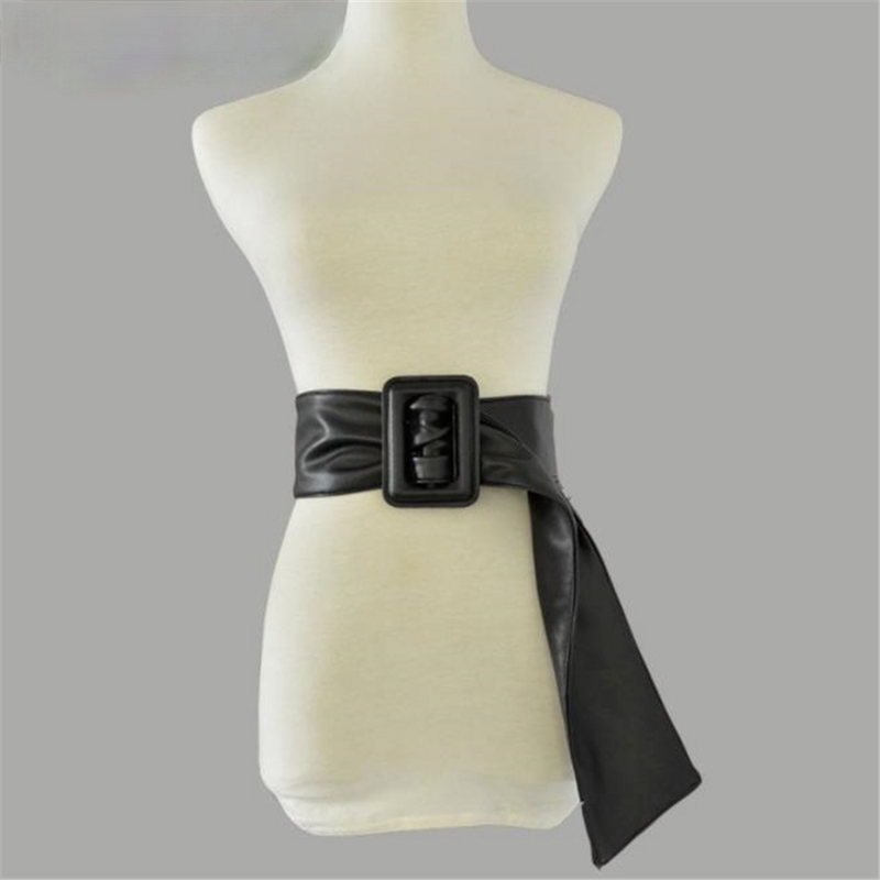 Cinto de couro largo feminino com laço grande, marca de moda feminina, cinto largo monocromático para vestidos, marca, 2024