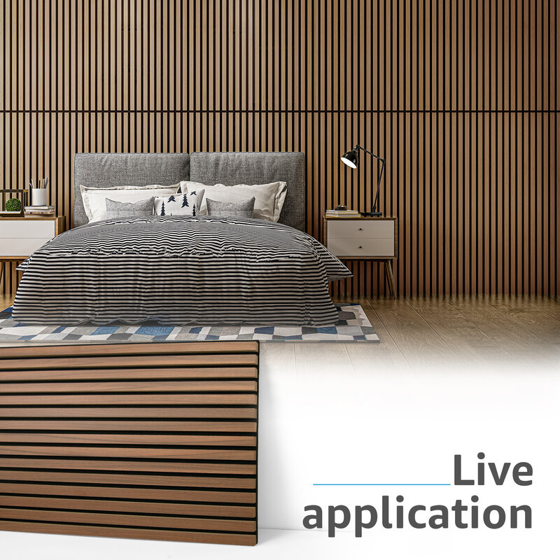 Panel acústico de listón de madera Art3d, 4 piezas, decoración del hogar, paneles de pared acanalados que absorben el sonido, 47,2x23,6 pulgadas