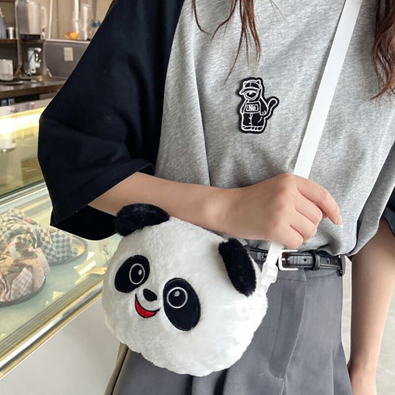 Kawaii Panda Kopf Plüsch Umhängetasche Kinder Plüsch Geldbörse Aufbewahrung tasche weiche süße Cartoon Geschenk Umhängetasche für Jungen Mädchen