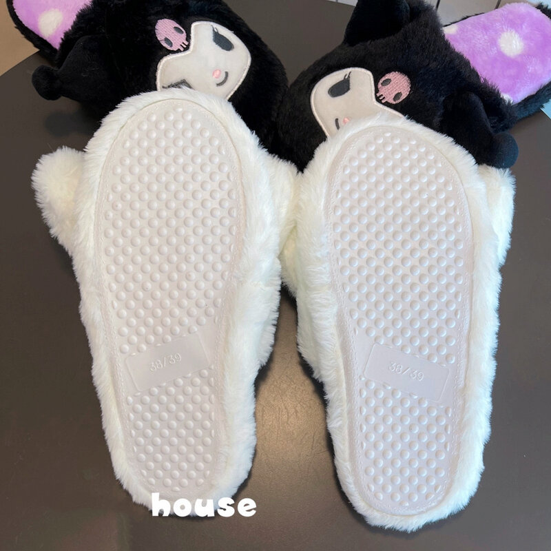 Kuromi My Melody Sanrio รองเท้าแตะใส่ในบ้านเด็กผู้หญิง, รองเท้าแตะนุ่มสบายๆกันลื่นรองเท้าแตะใส่ในบ้านฤดูหนาว