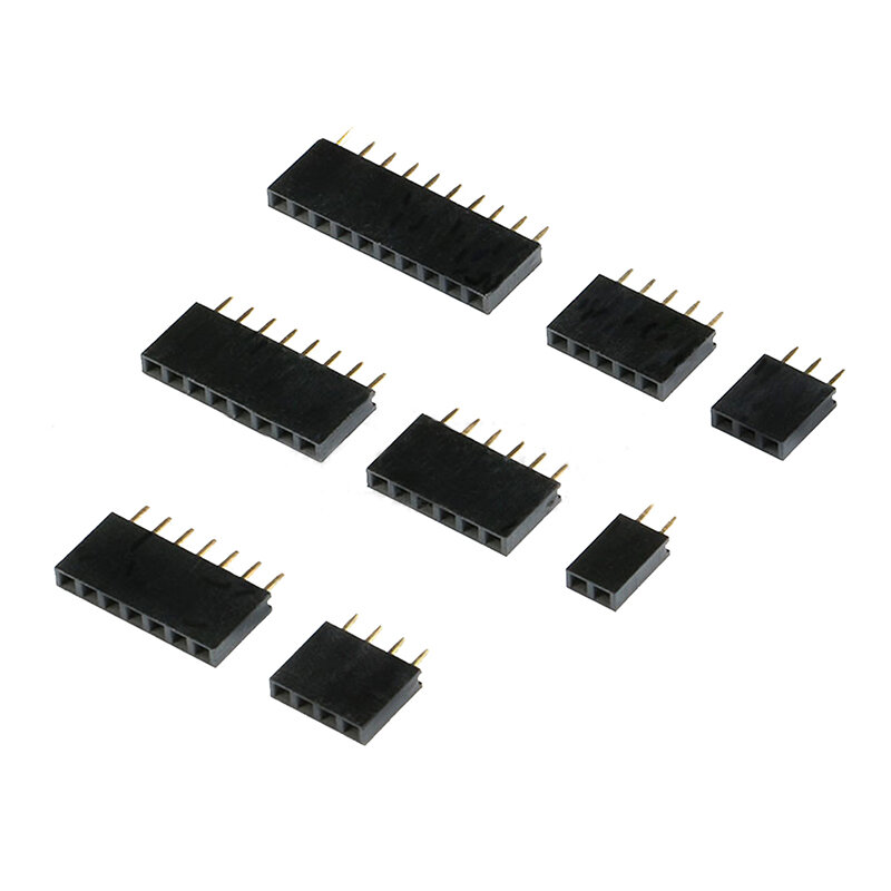 Soquete fêmea do encabeçamento do Pin da única fileira, conector para Arduino, 2.54mm, 1x2P, 3P, 4P, 6P, 8P, 12P, 15P, 20P, 40P, 10 PCes