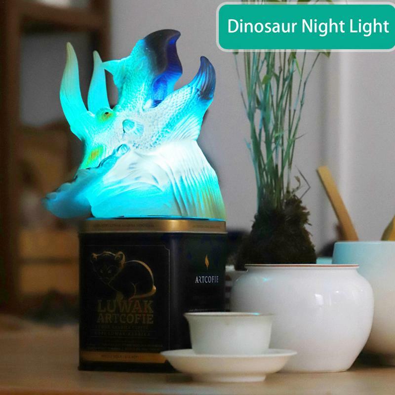 Luz noturna de estilo dinossauro para crianças, lâmpada de 7 cores, com sensor de toque, presentes novidade, brinquedos, decoração do quarto, portátil