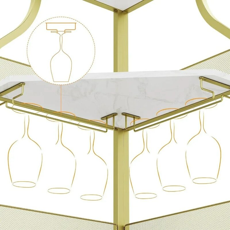 Armário do canto do vinho com cremalheira removível do vinho, armário da barra com cremalheira do vidro e porta da malha