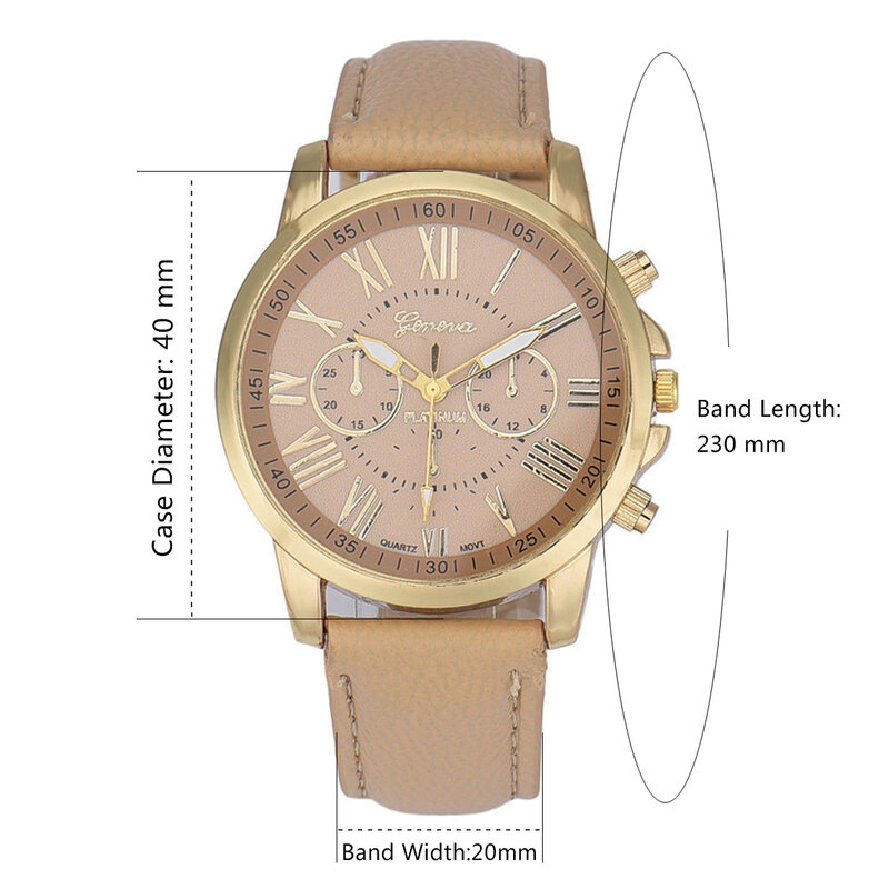 New Fashion Women Roman Numerals Leather Band Analog Quartz Wrist Watch