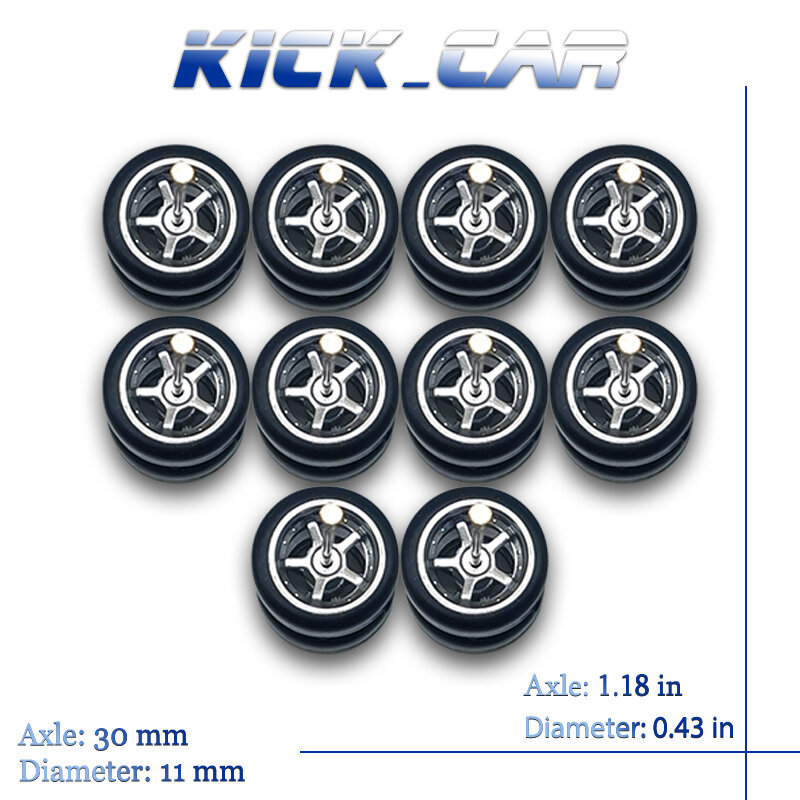 KicarMod-ruedas piasticas de goma para vehículos, neumáticos coloridos de juguete para 5 coches, Hot Wheels, Hobby, piezas modificadas, 5 Juegos por paquete, 1/64