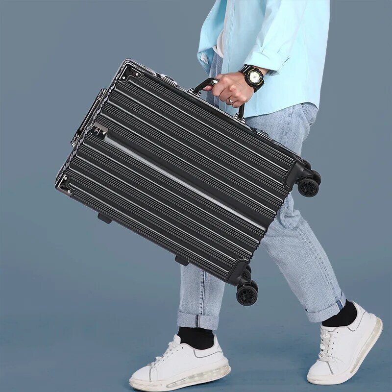 Caja de equipaje rodante con marco de aluminio, Maleta de viaje con ruedas, Bloqueo de combinación, 20/24/26/28 pulgadas