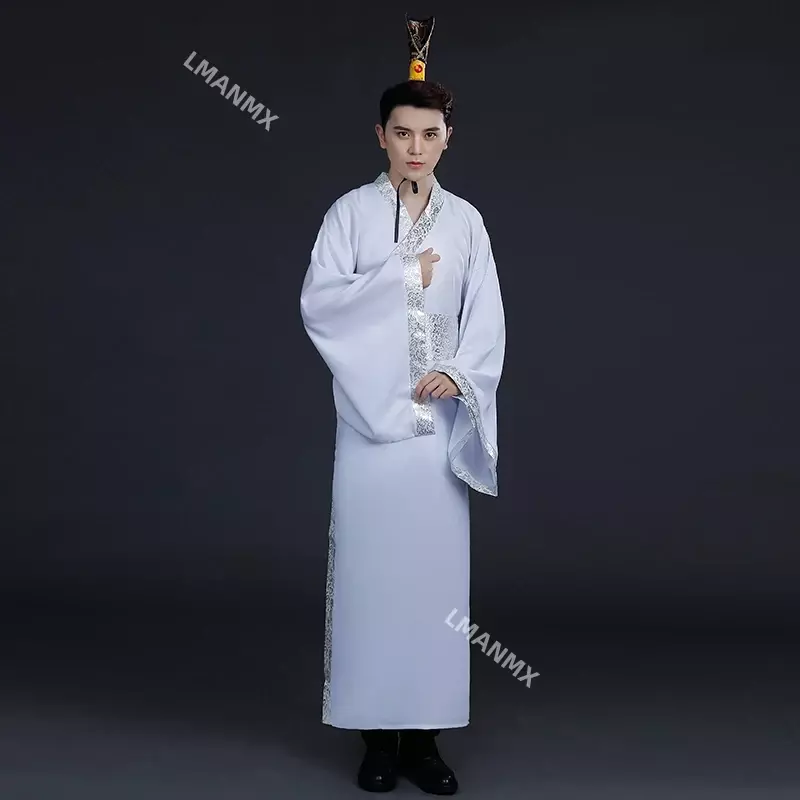 Костюм ханьфу атласный для мужчин и женщин, одежда для традиционных китайских танцев, с длинным рукавом, атласный наряд для мальчиков династии Цин