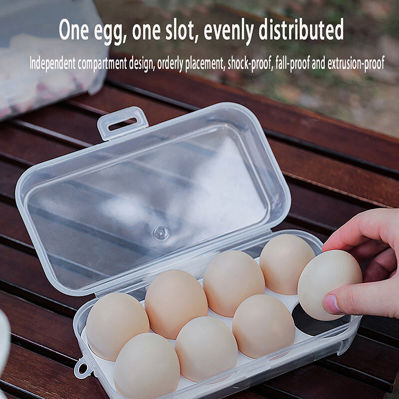Kotak penyimpanan telur portabel 3/4/8 kisi, pemegang telur dapur tahan lama, wadah makanan berkemah luar ruangan